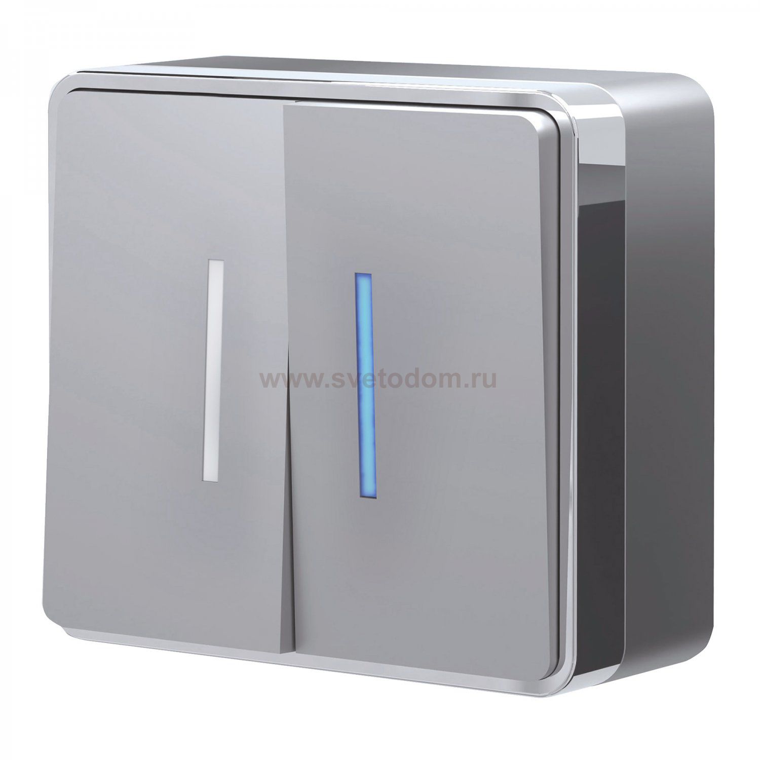 Выключатель двухклавишный с подсветкой Gallant (серебряный) W5020106 Werkel