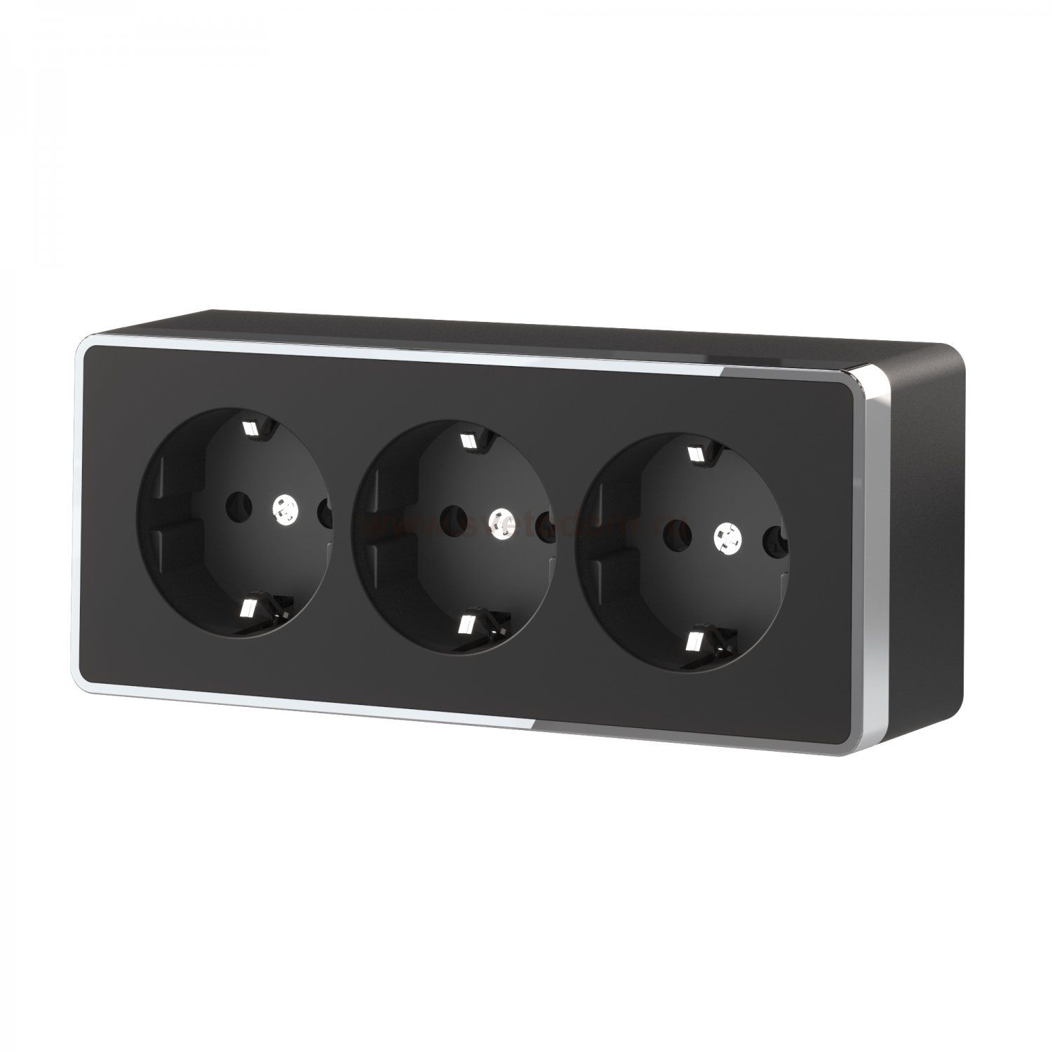 Розетка тройная с заземлением и шторками Gallant (черный/хром) Werkel WL15-02-05