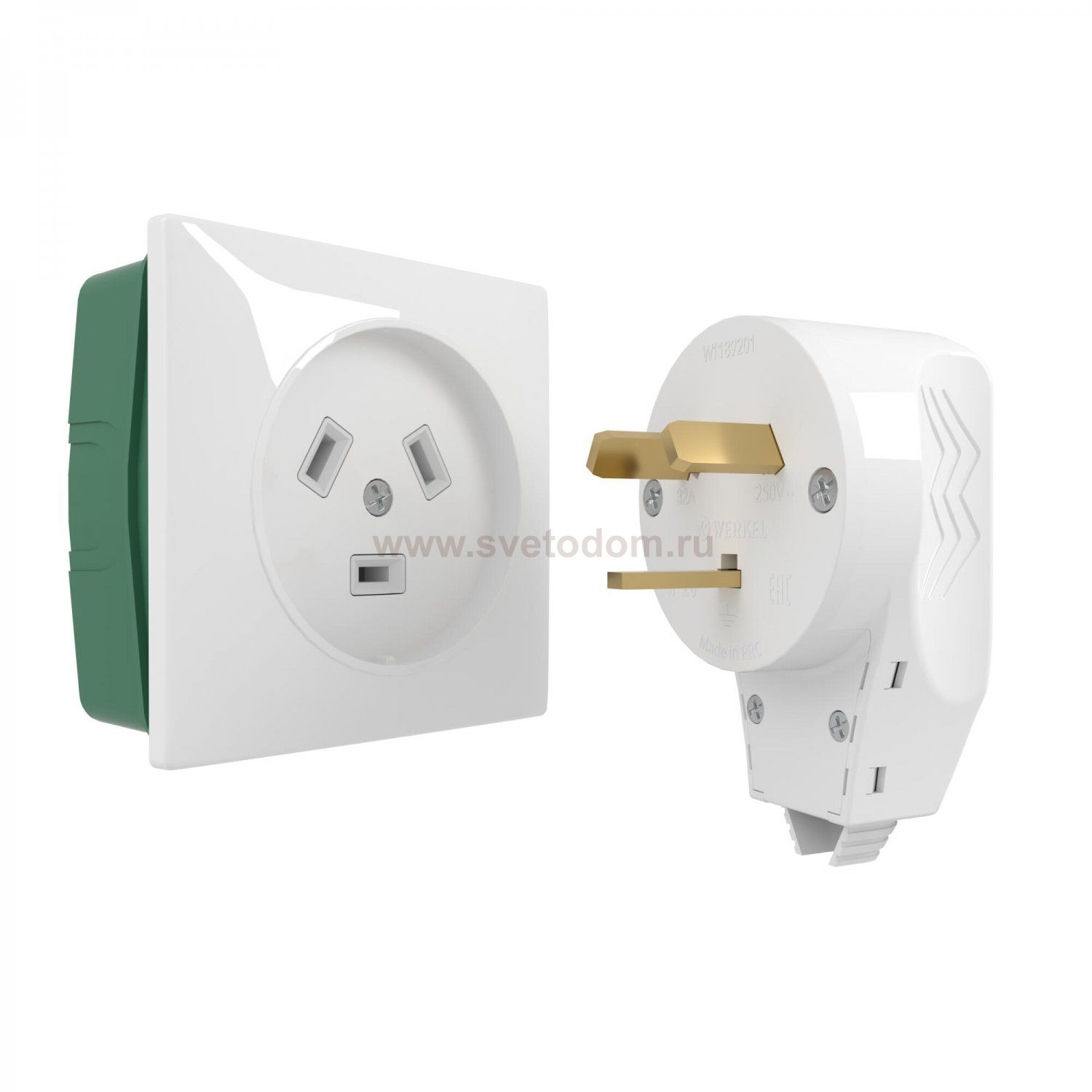 Комплект: розетка с вилкой для электроплиты 32А 250В, коробка в стену (белый) Werkel W1189201