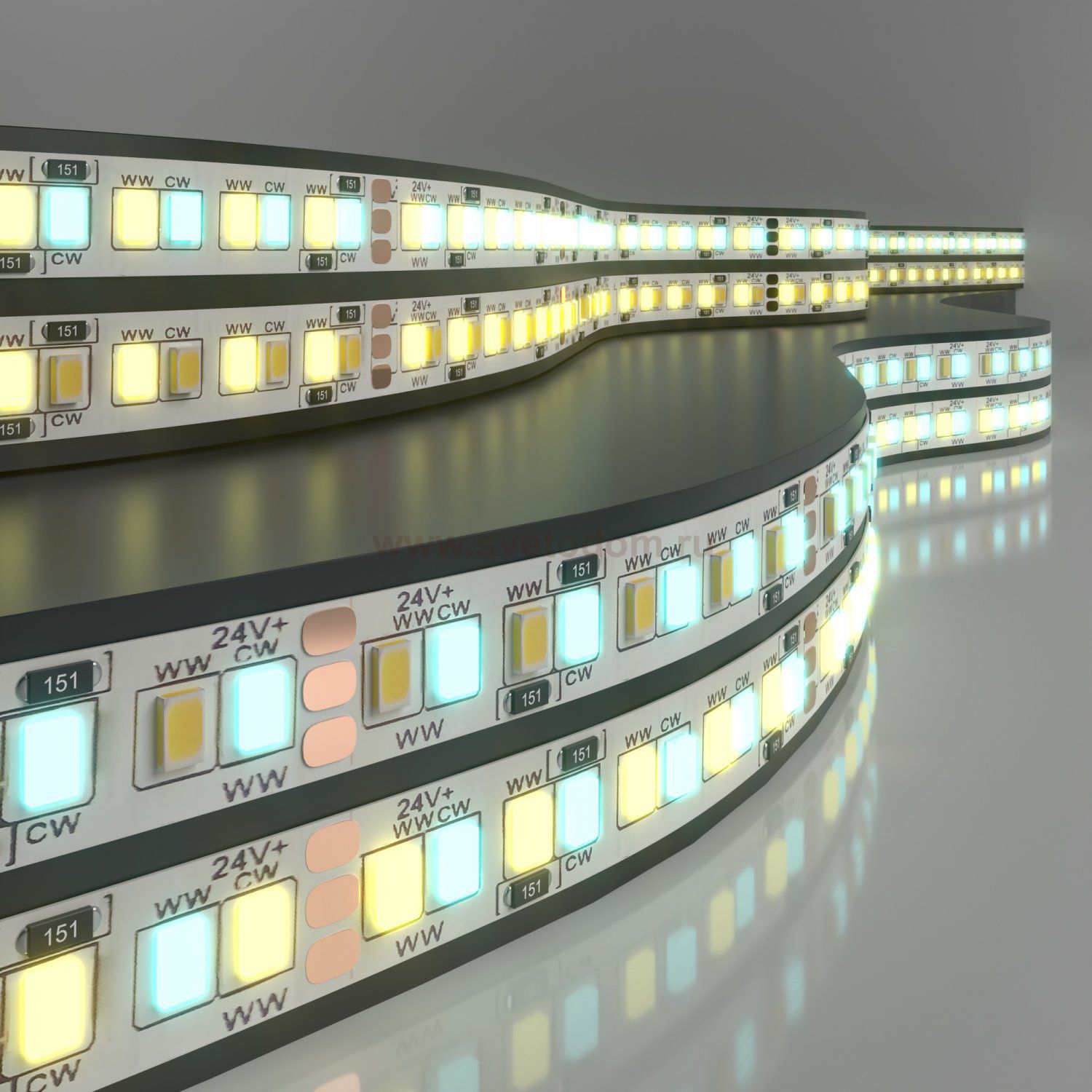 Светодиодная лента Лента светодиодная 24V 16W 240Led 2835+2835 IP20 MIX теплый белый/холодный белый, 5м Elektrostandard