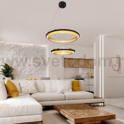Подвесной светодиодный светильник с управлением по Wi-Fi Eurosvet Imperio 90241/2 черный/ золото Smart