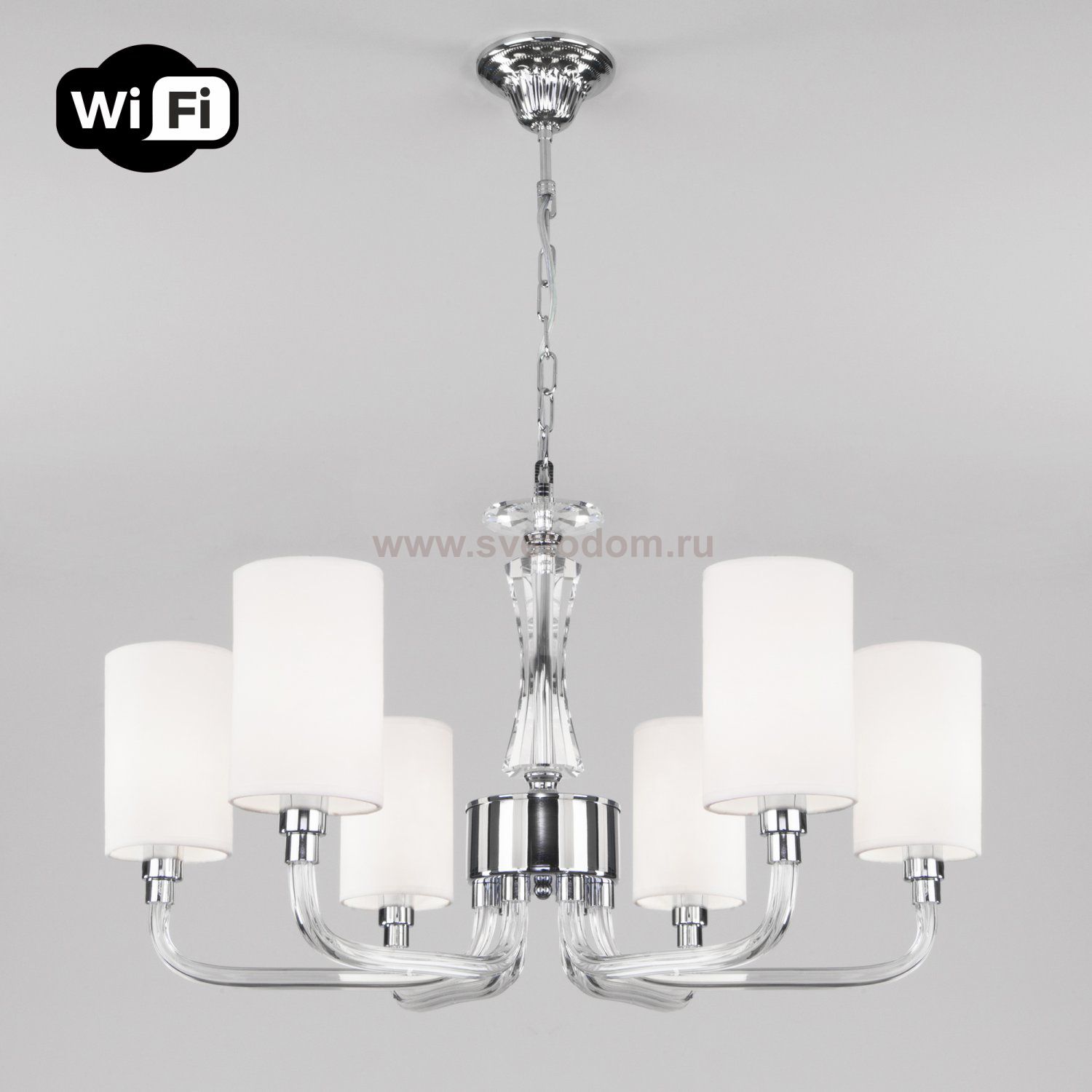 Подвесная люстра с управлением по Wi-Fi Eurosvet Catania 60120/6 хром Smart (60112/6)