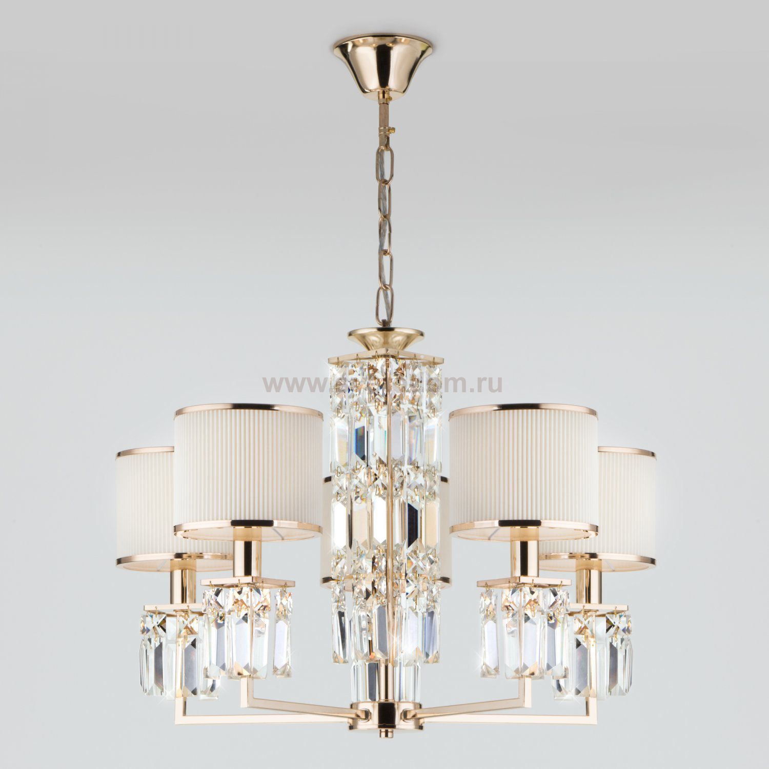 Подвесная люстра Умный дом Eurosvet 10129/5 золото/прозрачный хрусталь Strotskis Smart (10099/5)