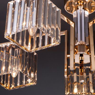 Потолочная люстра с управлением по Wi-Fi Eurosvet April 10126/5 золото/прозрачный хрусталь Strotskis Smart (10117/5)