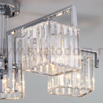 Потолочная люстра с управлением по Wi-Fi Eurosvet April 10126/5 хром/прозрачный хрусталь Strotskis Smart (10117/5)