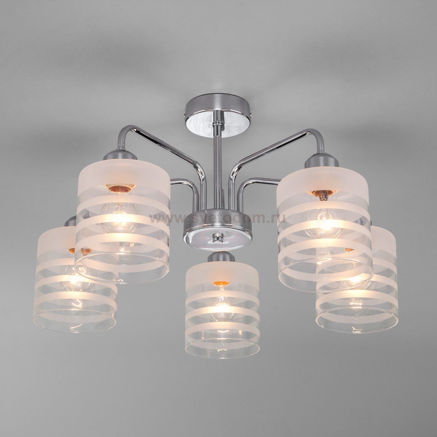 Потолочная люстра со стеклянными плафонами Eurosvet 30176/5 хром