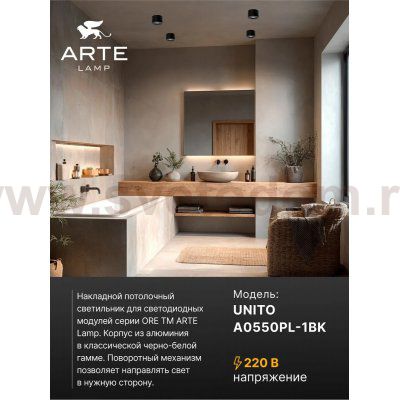 Точечный накладной светильник Arte Lamp A0550PL-1BK UNITO