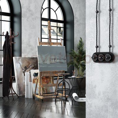 Переключатель одноклавишный Vintage (черный матовый/хром) Werkel W5812051