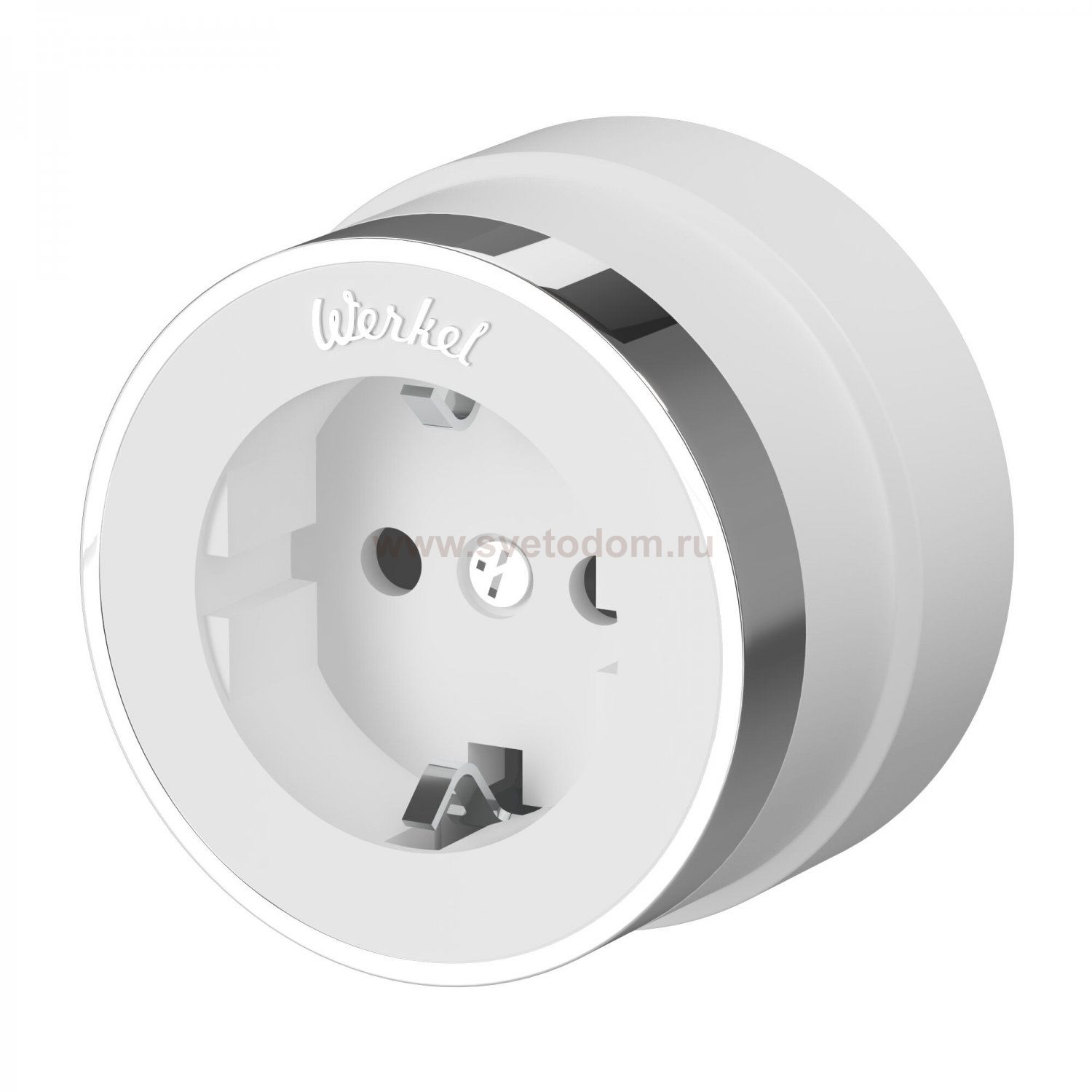 Розетка с заземлением Vintage (белый матовый/хром) Werkel W5871050