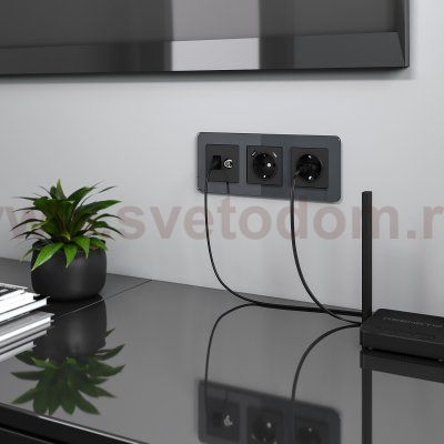 Розетка ТВ+Ethernet RJ-45 6 cat.(черный матовый) Werkel W1181308