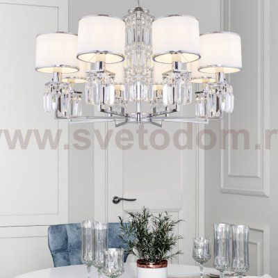 Люстра Eurosvet 10099/8 хром/прозрачный хрусталь Strotskis (новый абажур) Zaffiro