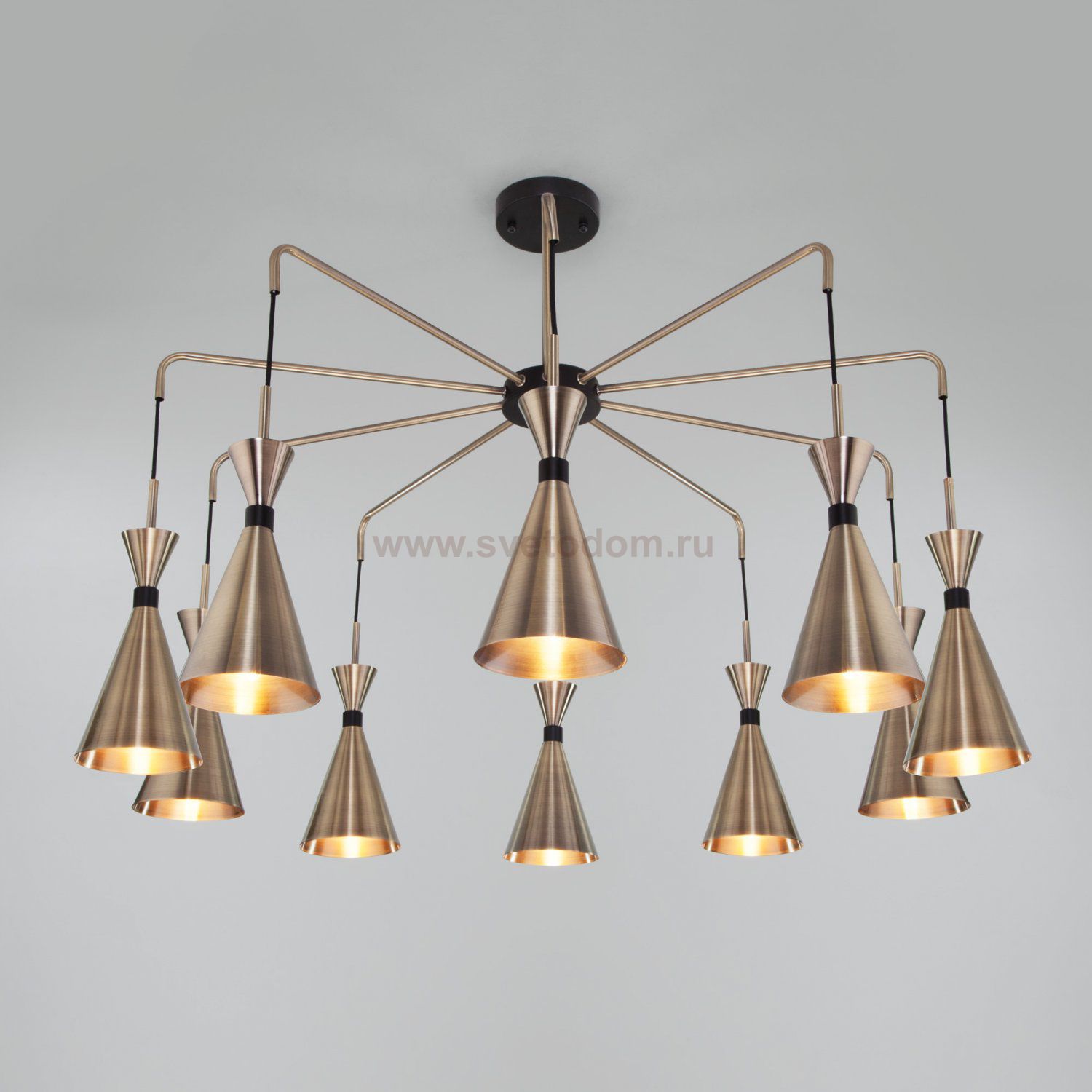 Люстра в стиле лофт 316/10 латунь / черный Bogates