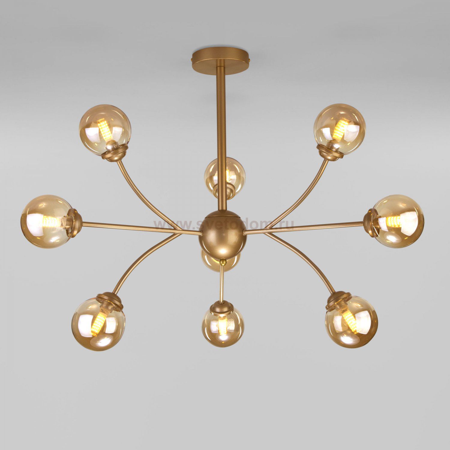 Потолочная люстра со стеклянными плафонами 30179 матовое золото Eurosvet