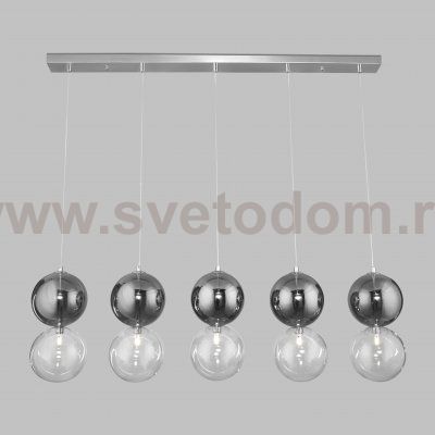 Подвесной светильник со стеклянными плафонами 50091/5 хром/дымчатый Eurosvet