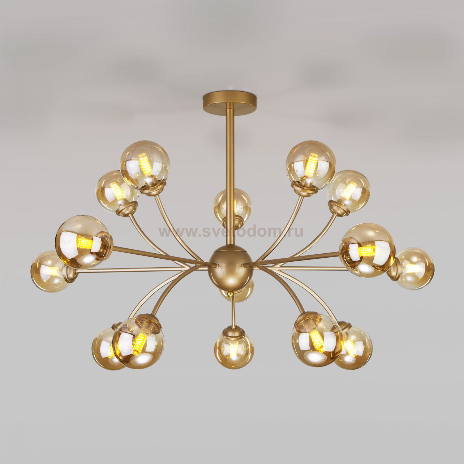 Потолочная люстра со стеклянными плафонами 30180 матовое золото Eurosvet