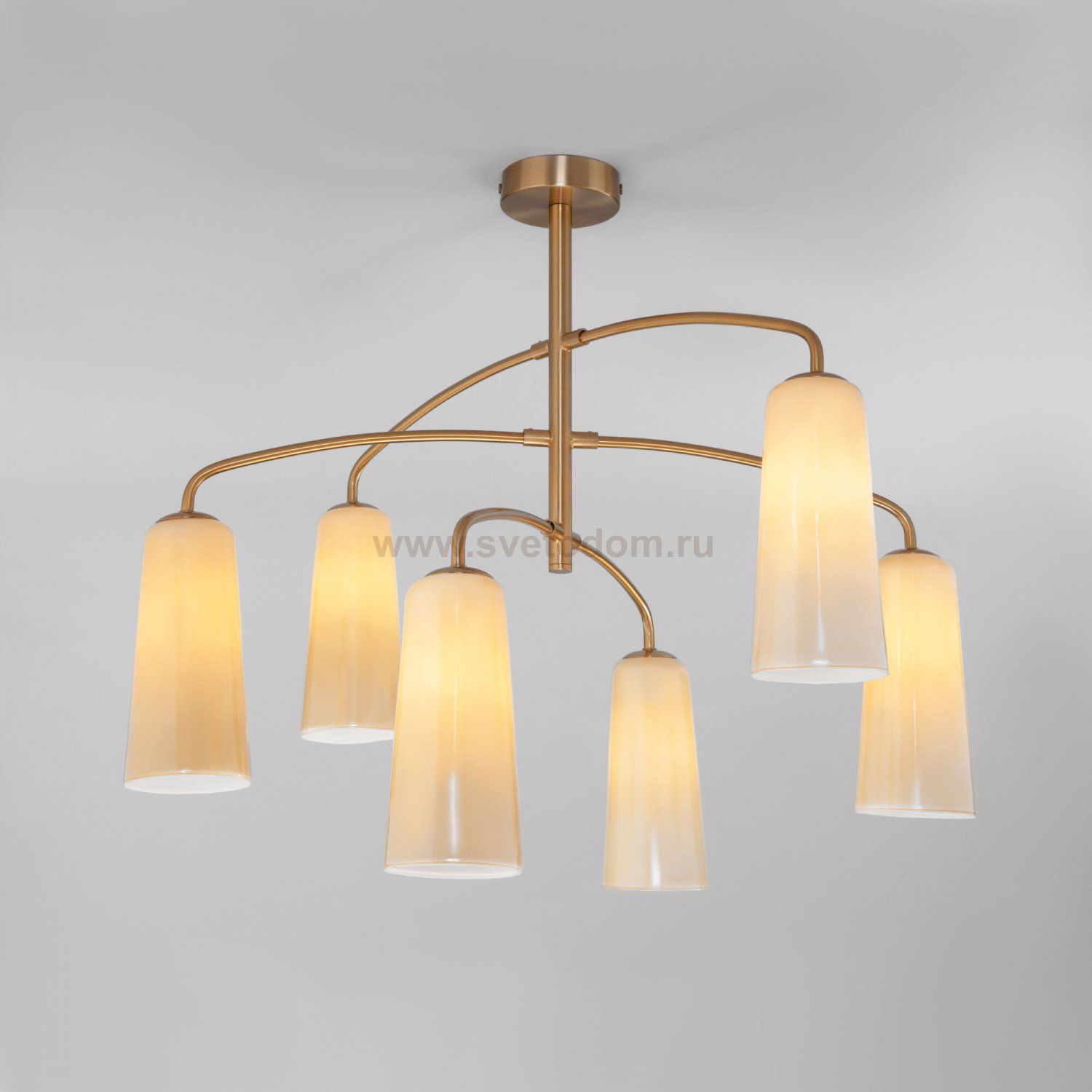 Потолочная люстра со стеклянными плафонами 70137/6 латунь Eurosvet