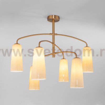 Потолочная люстра со стеклянными плафонами 70137/6 латунь Eurosvet