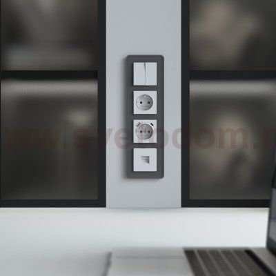 Рамка на 4 поста Elite (графит, стекло) Werkel W0042440