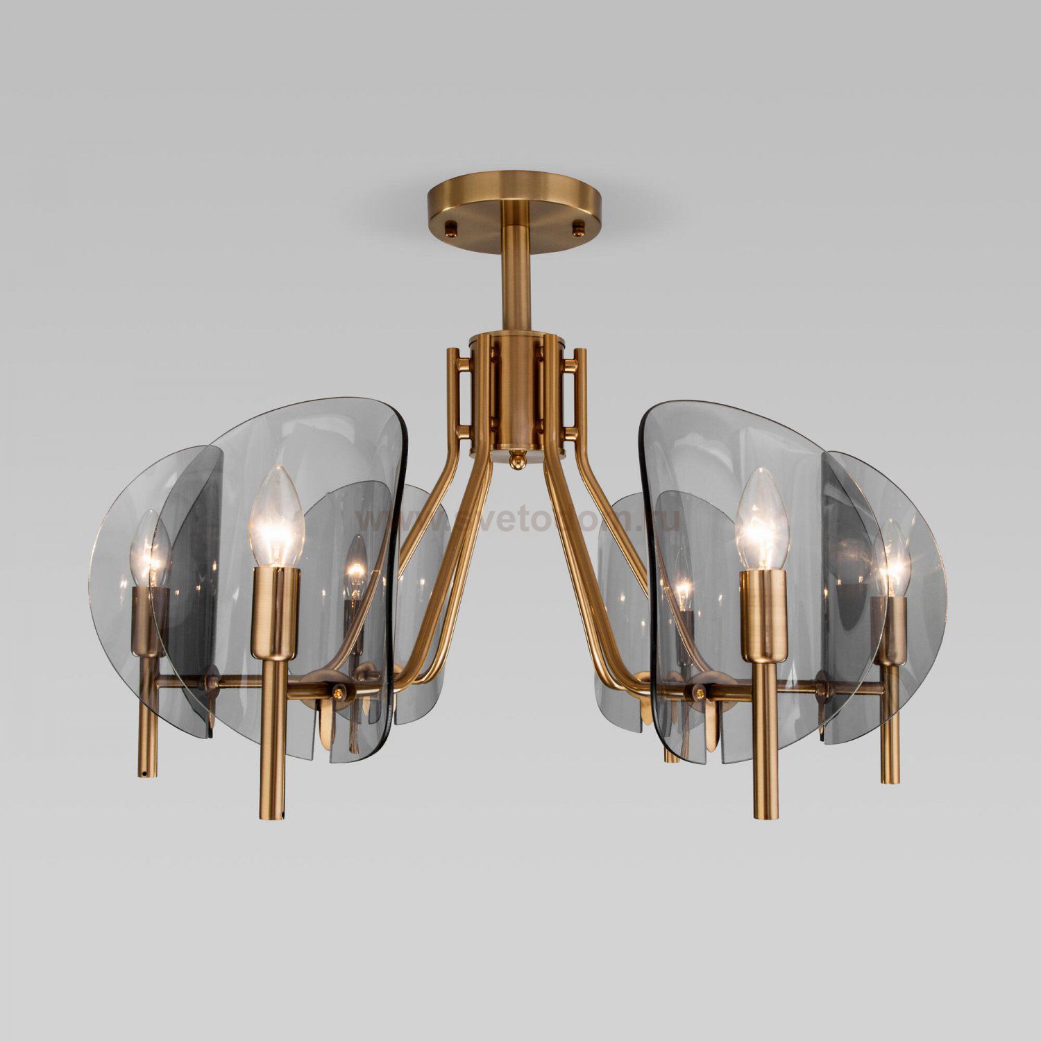 Потолочная люстра со стеклянными плафонами 60135/6 латунь Eurosvet