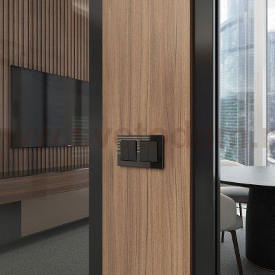 Перекрестный выключатель двухклавишный (чёрный) Werkel W1123006