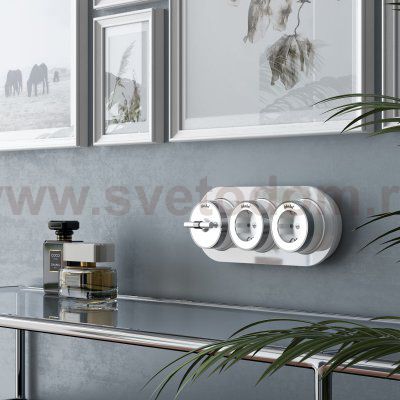 Выключатель на 4 положения двухклавишный Vintage (белый матовый/хром) Werkel W5822050