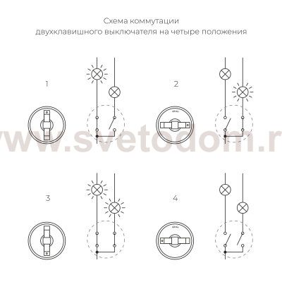 Выключатель на 4 положения двухклавишный Vintage (серебро матовый/хром) Werkel W5822054