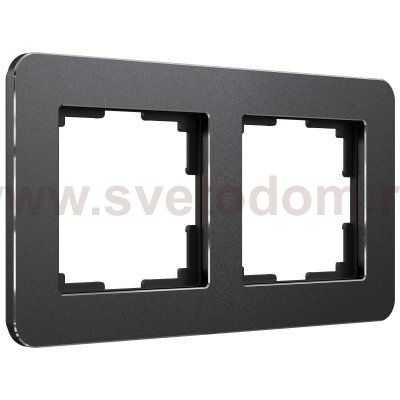 Рамка на 2 поста Platinum (черный алюминий) Werkel W0022608