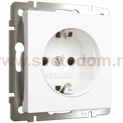 Розетка с заземлением и шторками (белый матовый) Werkel W1171161