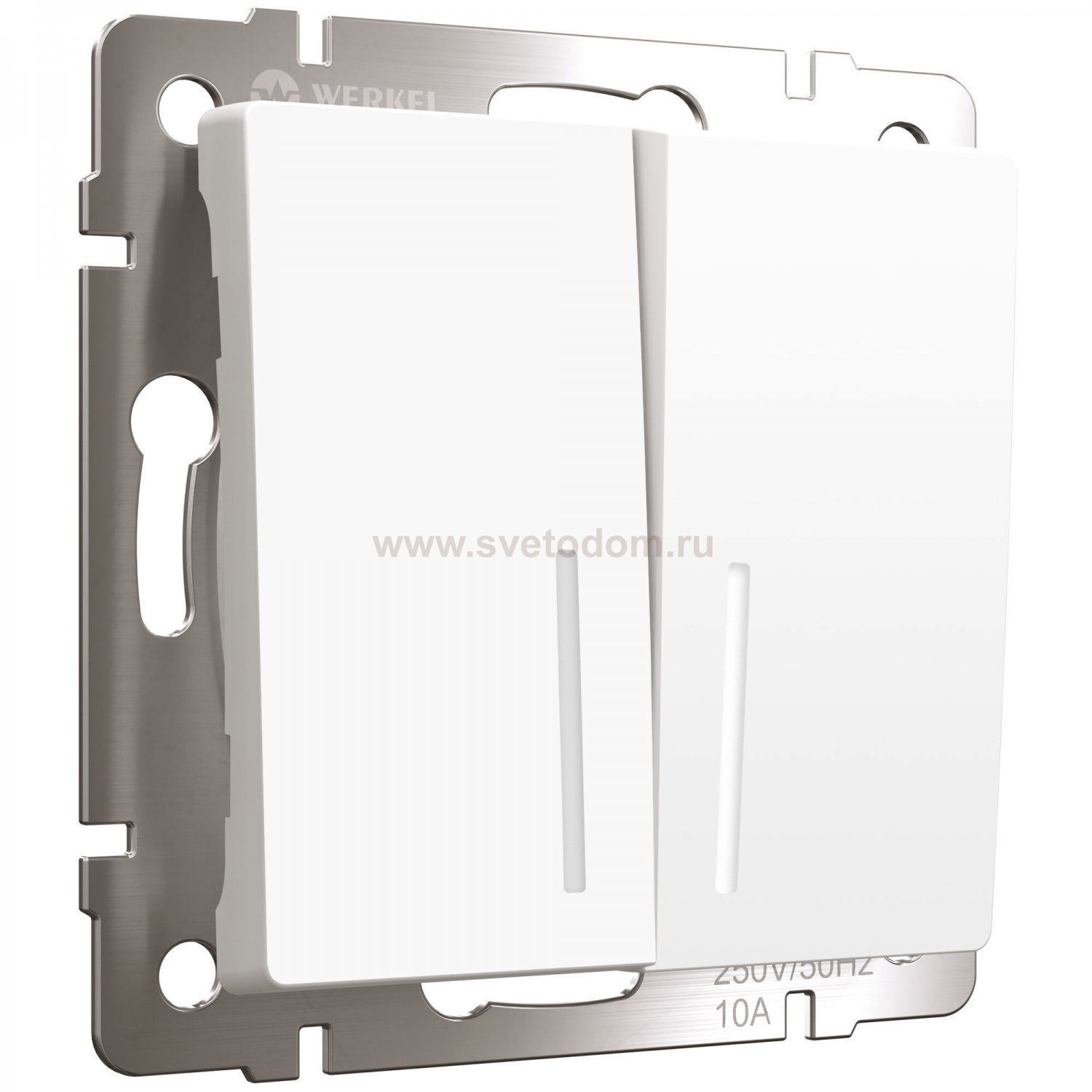 Выключатель двухклавишный с подсветкой (белый матовый) Werkel W1120161