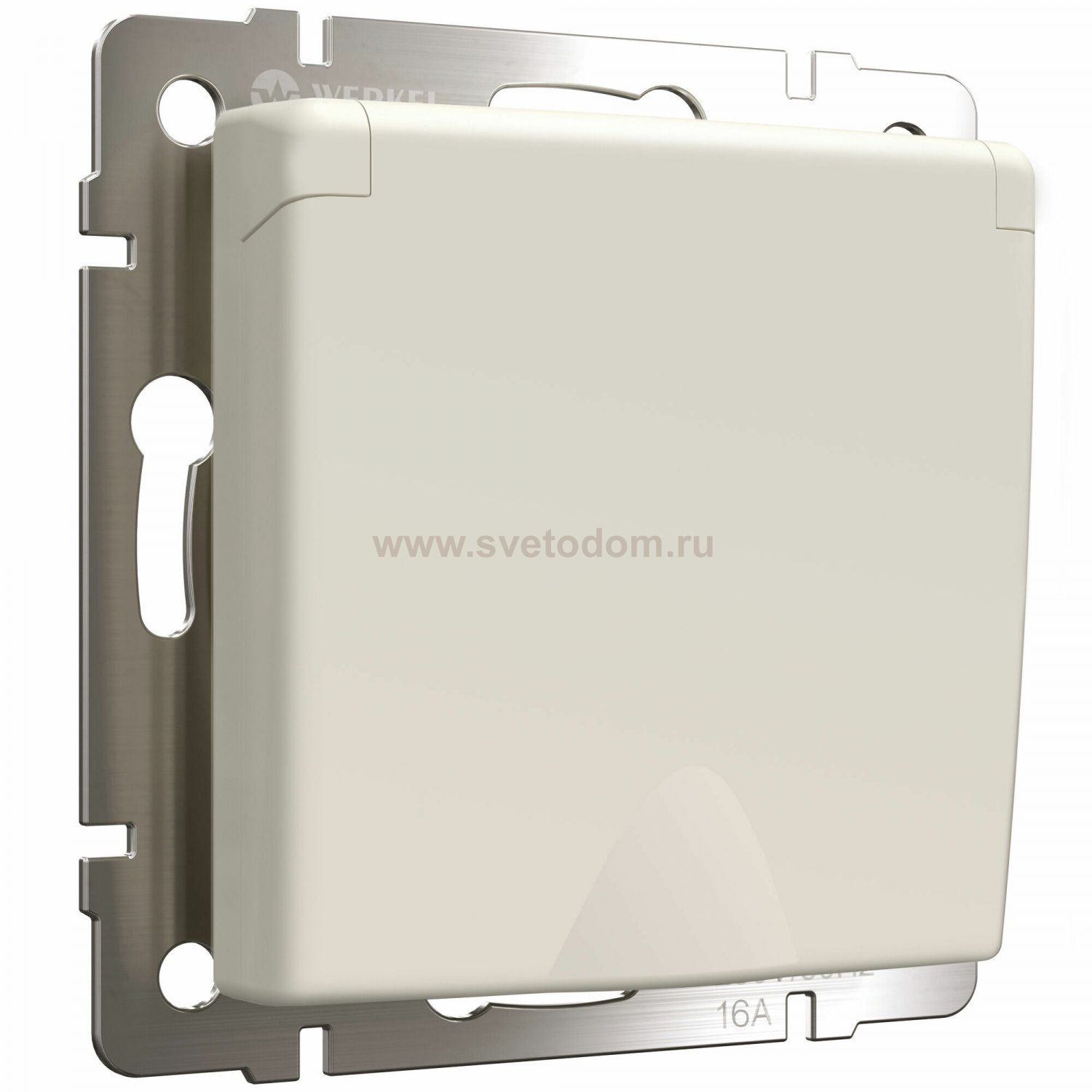 Розетка с заземлением и шторками c крышкой IP44 (айвори матовый) Werkel W1171262