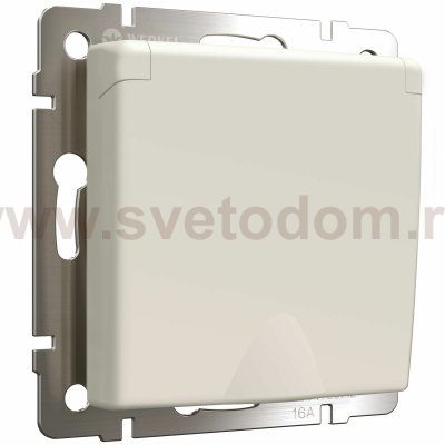 Розетка с заземлением и шторками c крышкой IP44 (айвори матовый) Werkel W1171262