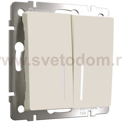 Выключатель двухклавишный с подсветкой (айвори матовый) Werkel W1120162