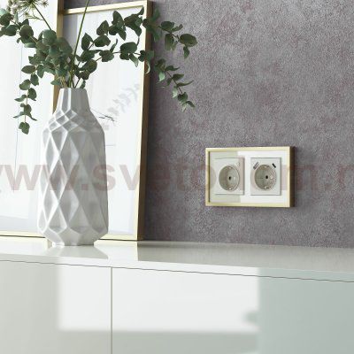 Рамка на 2 поста Baguette (айвори/латунь) Werkel W0022851