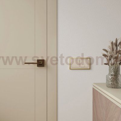 Рамка на 2 поста Baguette (айвори/латунь) Werkel W0022851