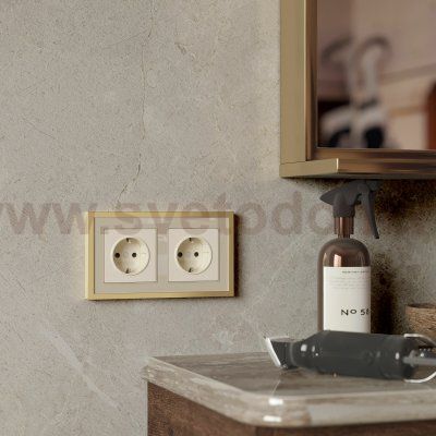 Рамка на 2 поста Baguette (айвори/латунь) Werkel W0022851