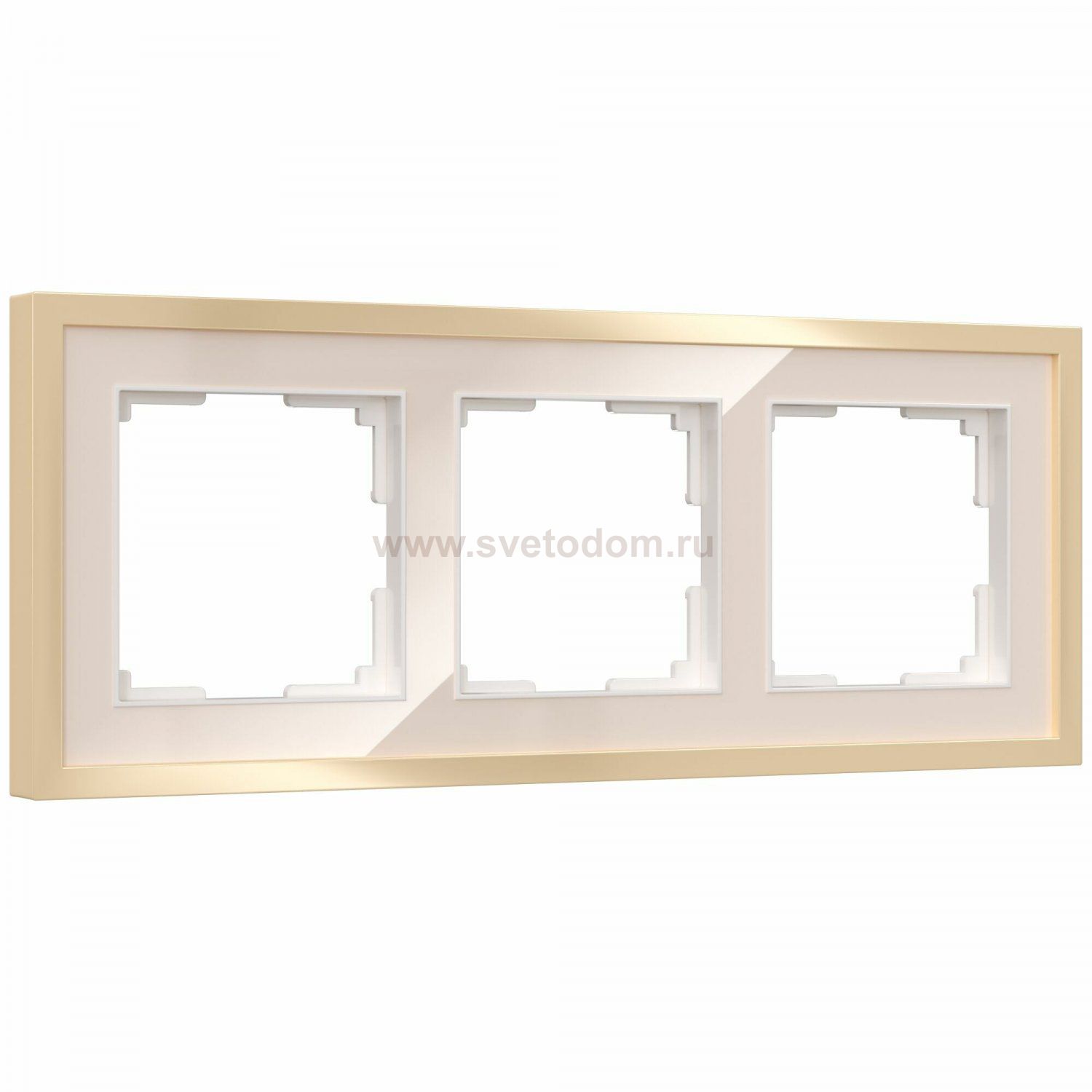 Рамка на 3 поста Baguette (айвори/латунь) Werkel W0032851