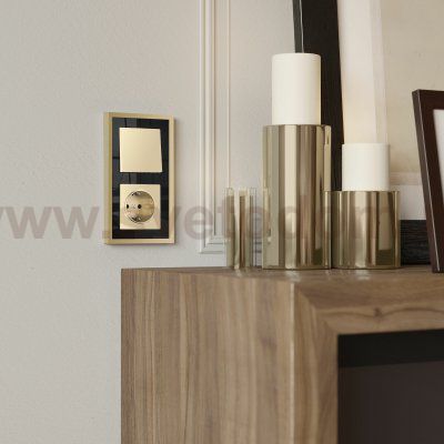Рамка на 2 поста Baguette (черный/латунь) Werkel W0022852