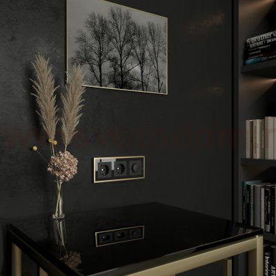 Рамка на 3 поста Baguette (черный/латунь) Werkel W0032852