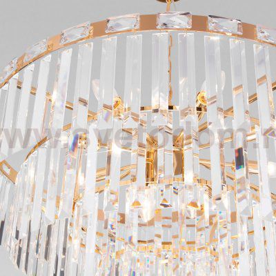 Подвесная люстра Eurosvet 10130/10 золото/прозрачный хрусталь Strotskis Elegante