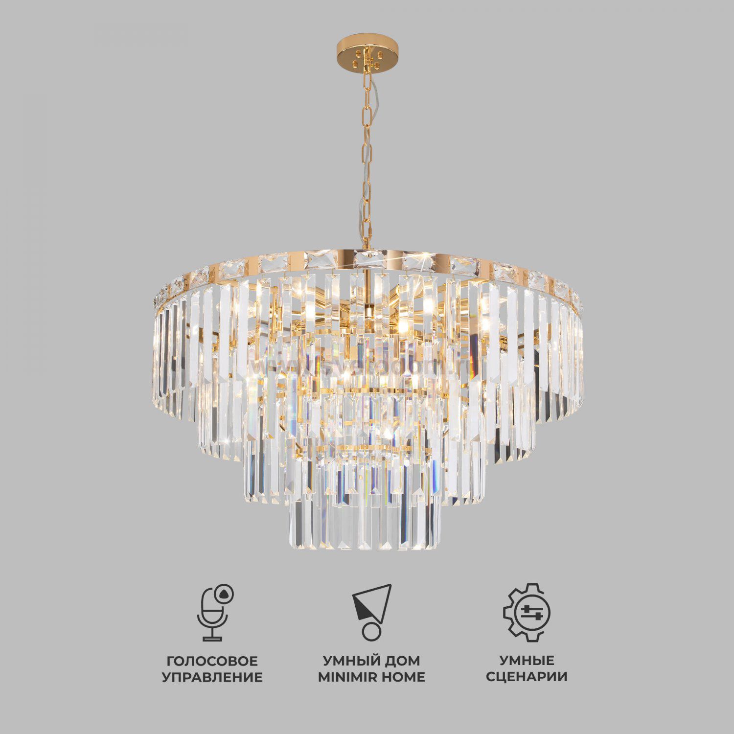 Подвесная люстра Eurosvet 10130/10 золото/прозрачный хрусталь Strotskis Elegante