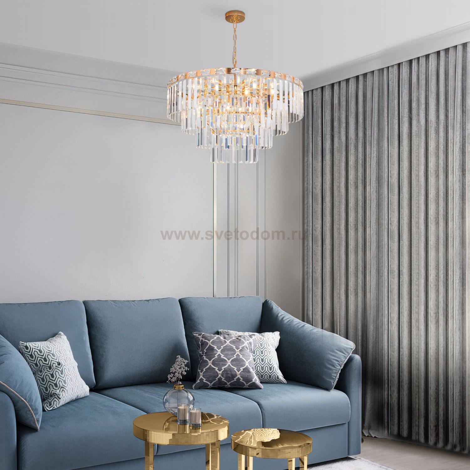 Подвесная люстра Eurosvet 10130/10 золото/прозрачный хрусталь Strotskis Elegante