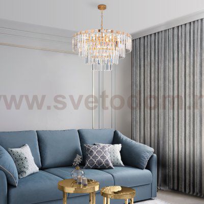 Подвесная люстра Eurosvet 10130/10 золото/прозрачный хрусталь Strotskis Elegante