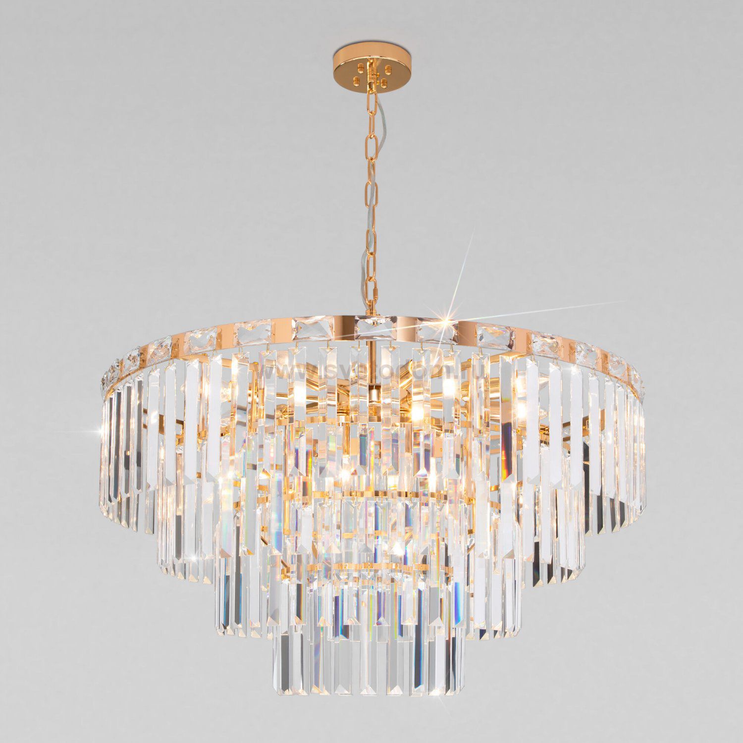Подвесная люстра Eurosvet 10130/10 золото/прозрачный хрусталь Strotskis Elegante