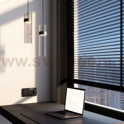 Подвесной светильник Eurosvet 50244/1 LED черный/прозрачный Lumen