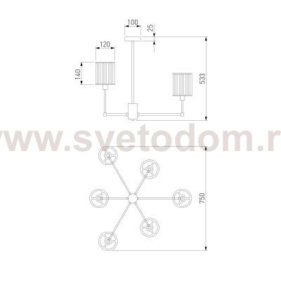 Потолочный светильник 60144/6 хром Eurosvet