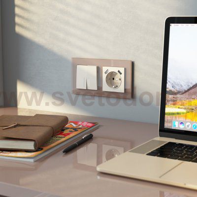 Выключатель двухклавишный проходной с подсветкой (айвори матовый) Werkel W1122162