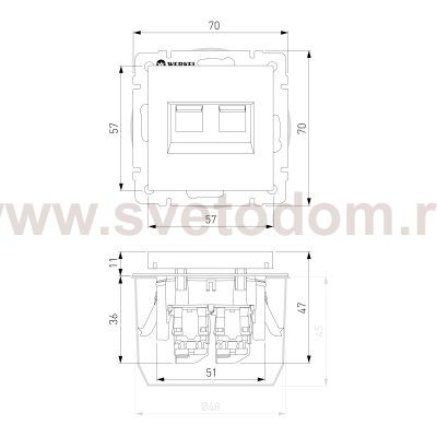 Розетка двойная Ethernet RJ-45 (айвори матовый) Werkel W1181162