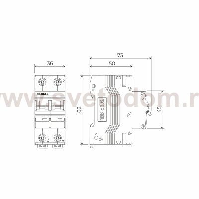 Автоматический выключатель 2P  32 A  C  6 кА Werkel W902P326