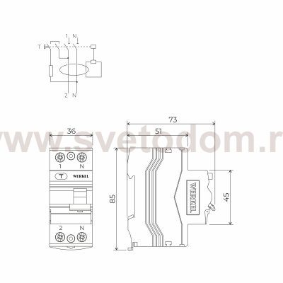 Устройство защитного отключения 1P+N 63 A 30 mА  АС  6 kА Werkel W912P636