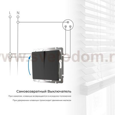 Выключатель двухклавишный с самовозвратом (черный матовый) Werkel W1122408